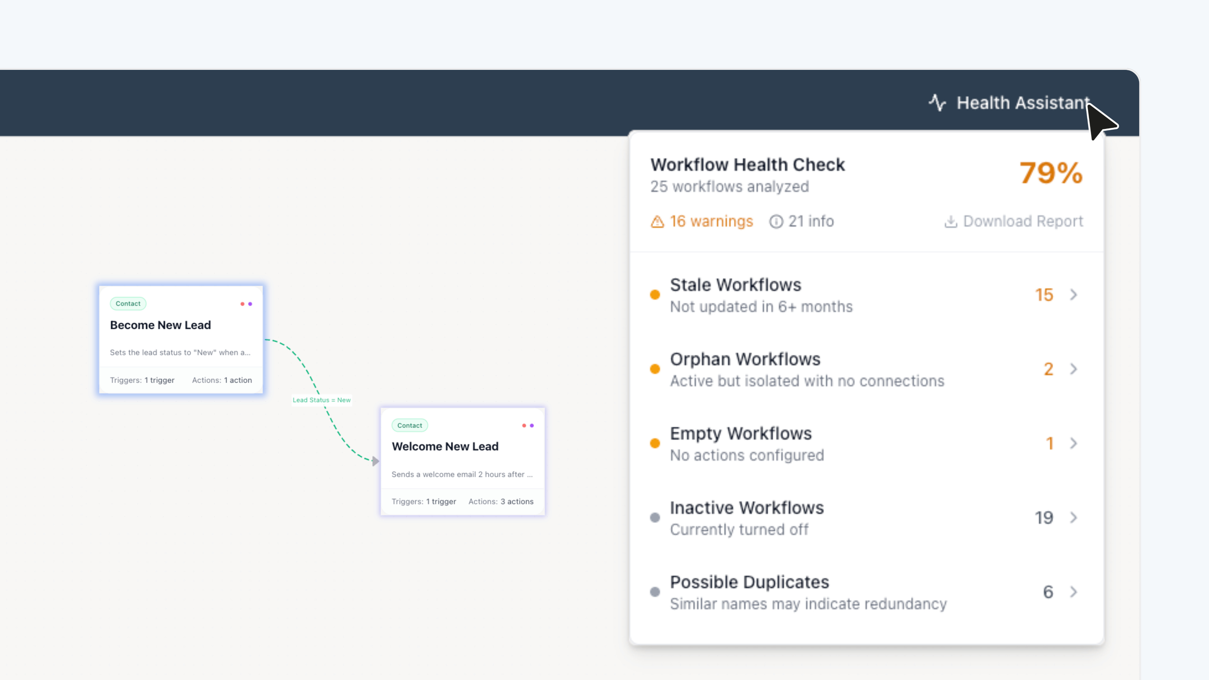 Monitor workflow health